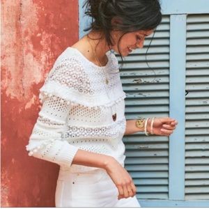 Sezane white wool & lace jumper